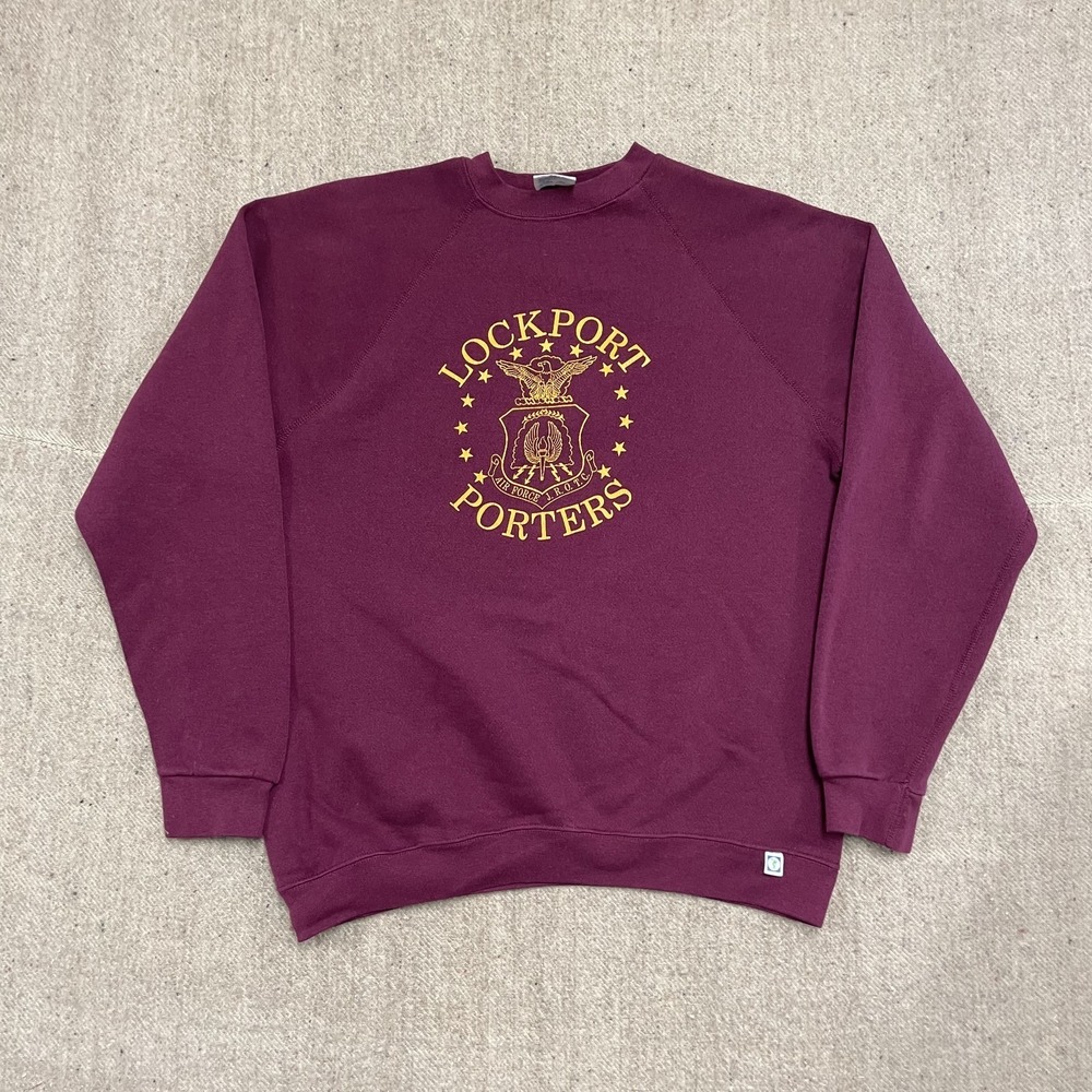 Vintage Lockport Porters Sweatshirt Men Large Red 1990s Discus Athletic